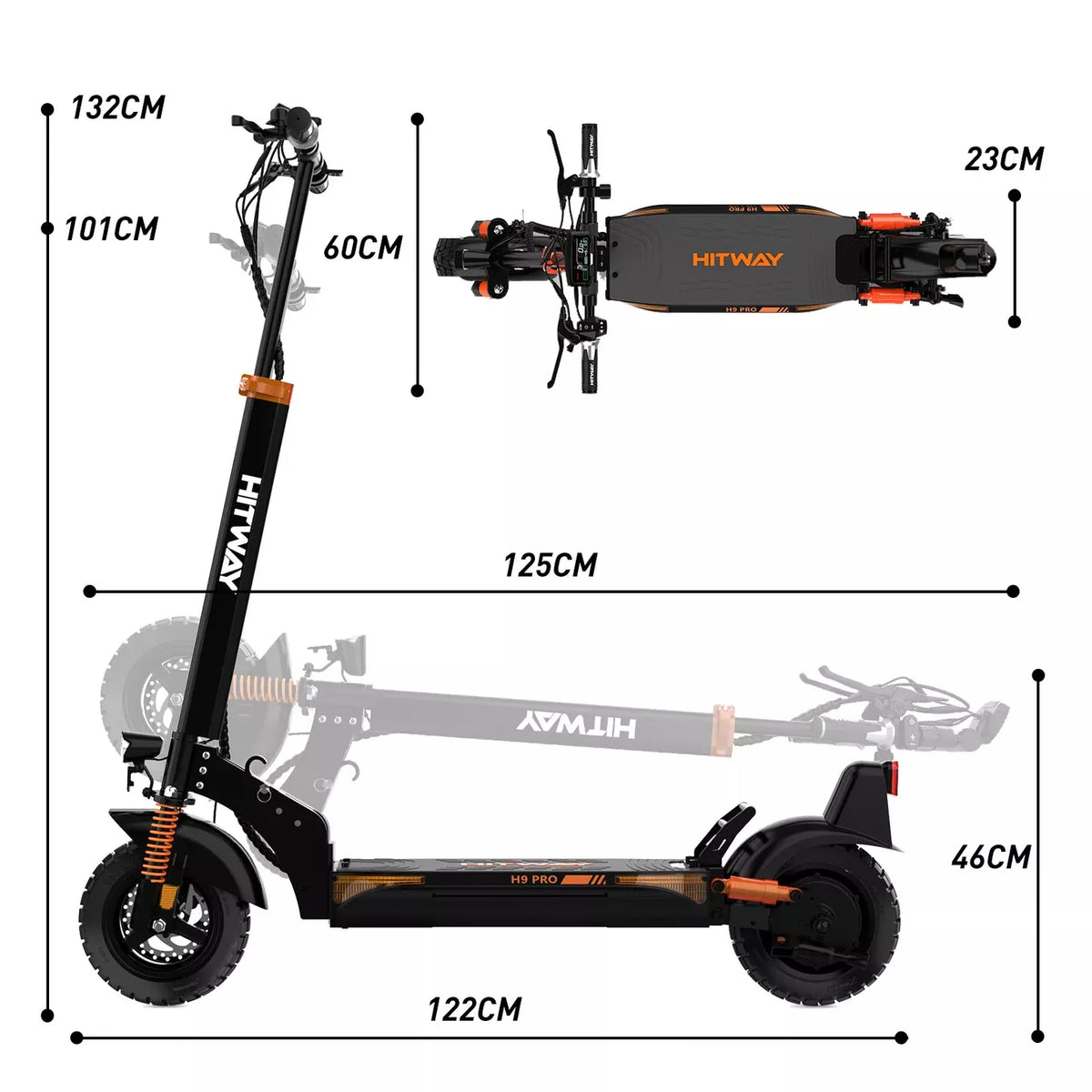 Trottinette Électrique Hitway H9 500 W size and dimensions