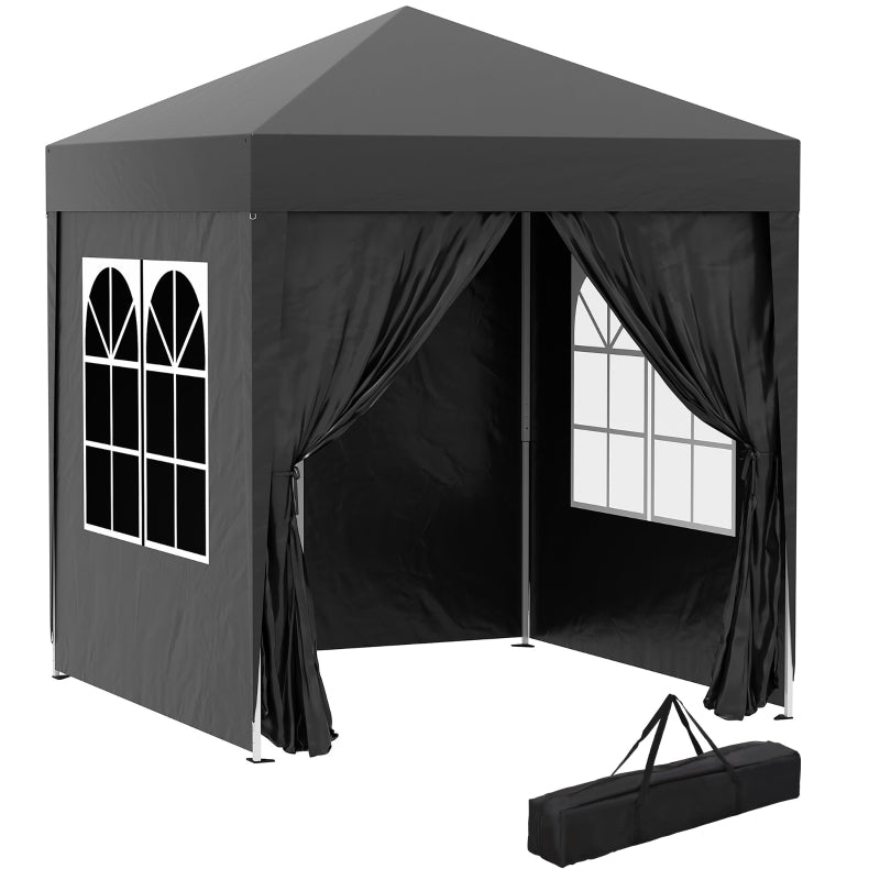 Outsunny 2x2m Pop Up Gazebo with Sidewalls - Black