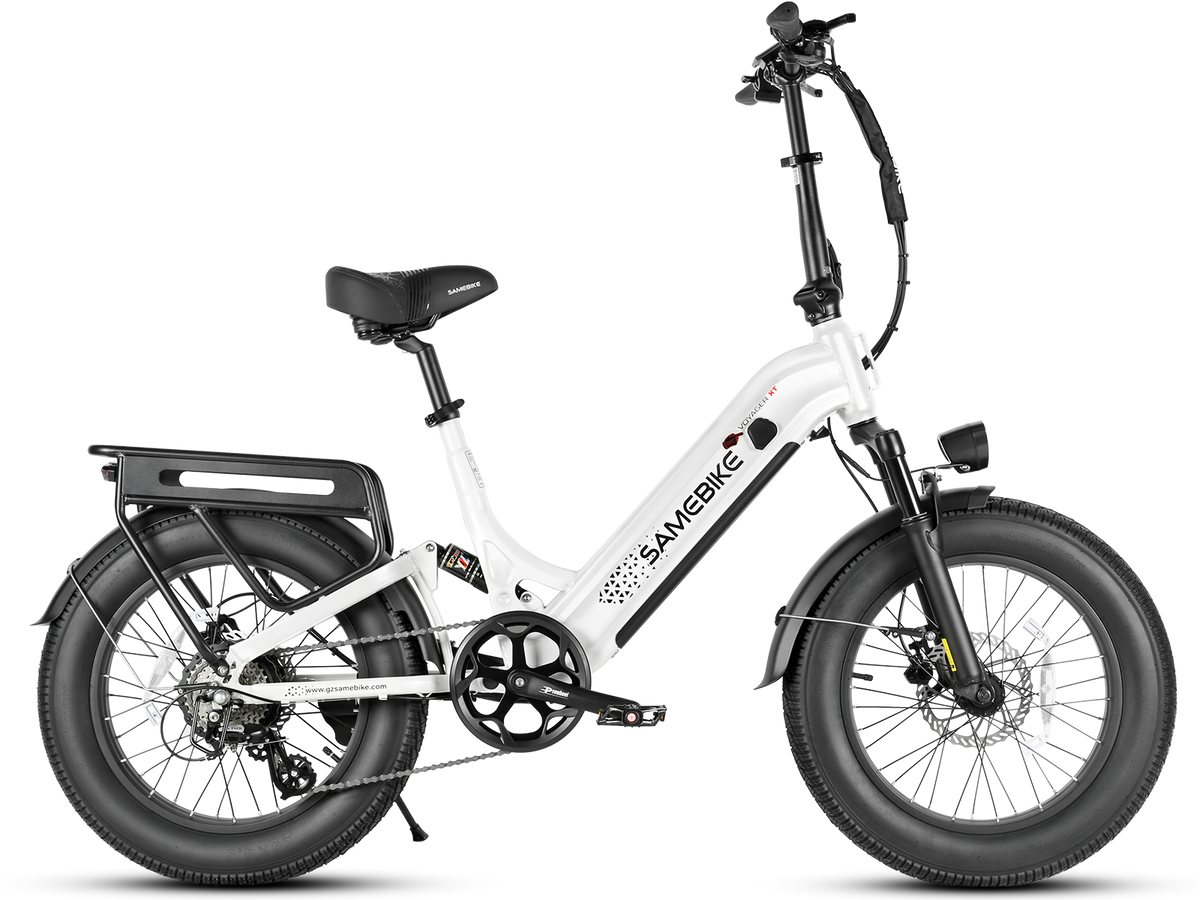 SAMEBIKE Voyager-XT Full-Suspension Fat Tyre Electric Bike – White colour, manufacturer product photograph