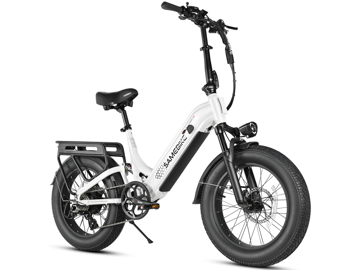 SAMEBIKE Voyager-XT Full-Suspension Fat Tyre Electric Bike – White, alternative product angle