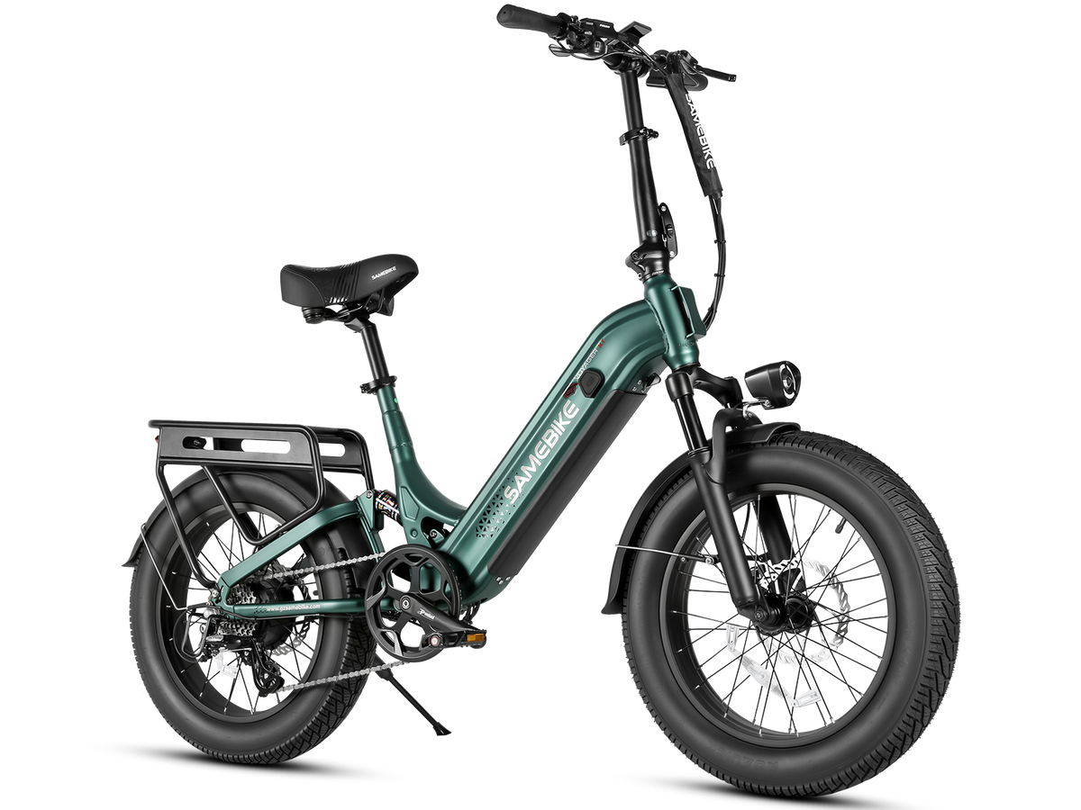 SAMEBIKE Voyager-XT Full-Suspension Fat Tyre Electric Bike – Dark Green, alternative product angle