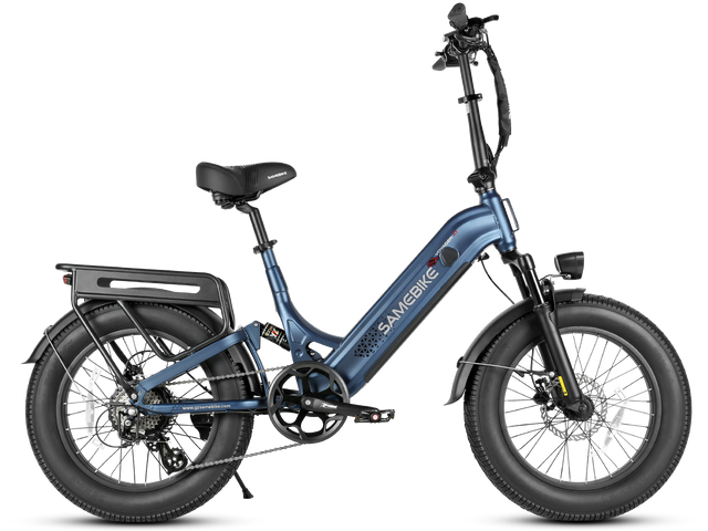 SAMEBIKE Voyager-XT Full-Suspension Fat Tyre Electric Bike – Steel Blue colour, manufacturer product photograph