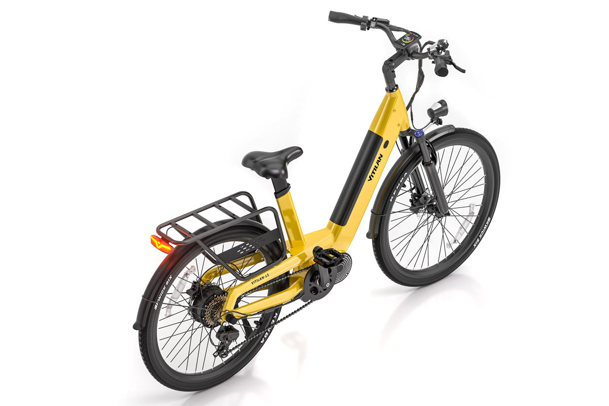 Vitilan L5 Electric Bike - Yellow rear light angle