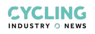 Text logo reading "CYCLING" in a textured blue style with smaller black text underneath on a white background