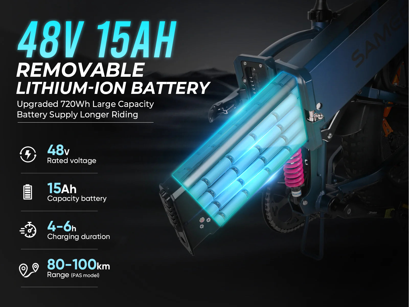 Samebike RS-A02 Pro Electric Bike 250W 48V 15Ah Fat Tyre E-Bike Samebike