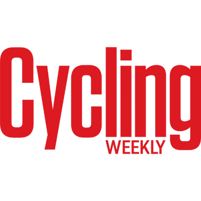 Red bold text "Cycling" with smaller red text "WEEKLY" underneath on a transparent background.