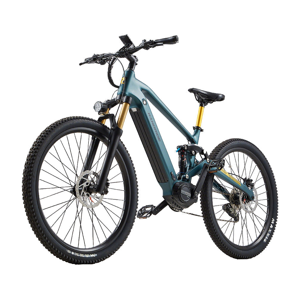RANDRIDE MX500 teal electric mountain bike – front three-quarter view