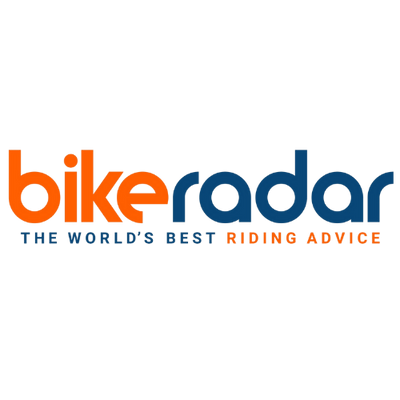 Orange and blue "bikeradar" text logo with the tagline "The world's best riding advice" on a transparent background