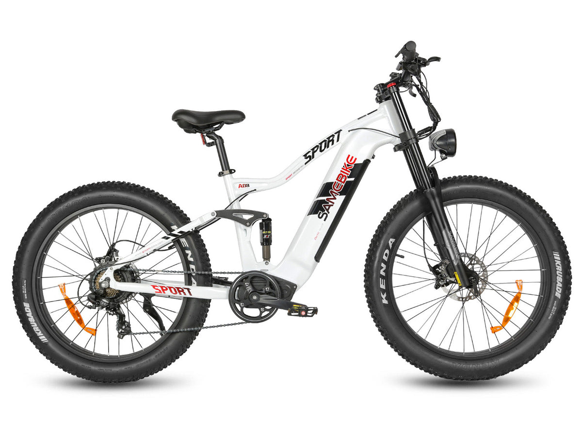 SAMEBIKE RS-A08-II Full-Suspension Fat Tyre Electric Mountain Bike – White colour, manufacturer product photograph