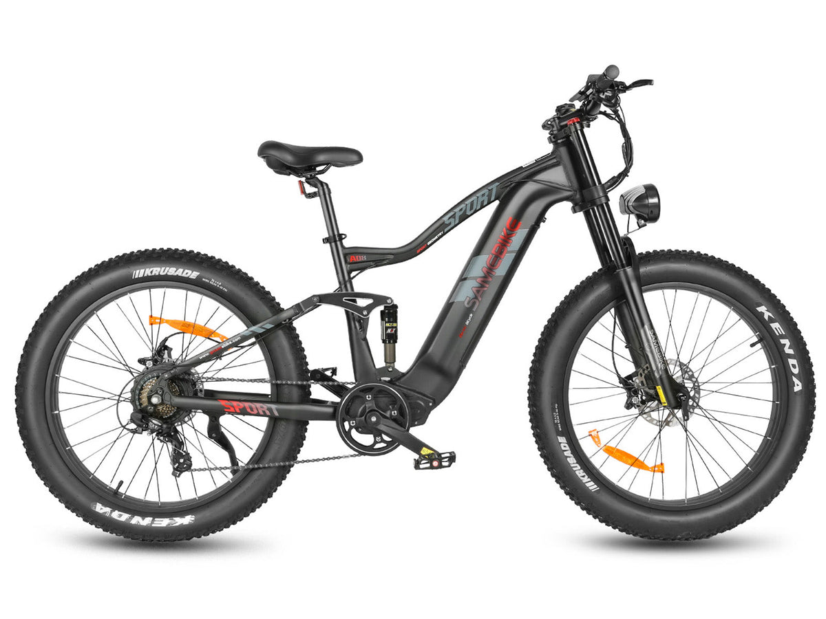 SAMEBIKE RS-A08-II Full-Suspension Fat Tyre Electric Mountain Bike – Black colour, manufacturer product photograph