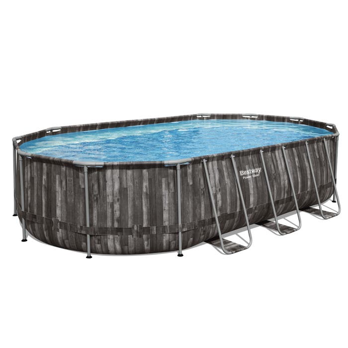 Bestway 20ft x 12ft x 48" Oval Power Steel Above Ground Swimming Pool, Filter Pump & Accessories