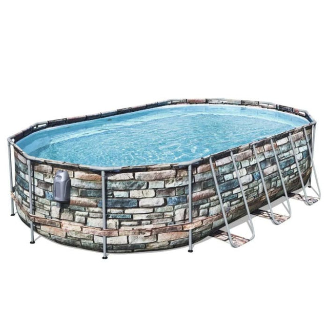Bestway 20ft x 12ft x 48" Oval Power Steel Comfort Jet Series Pool, Filter Pump & Accessories