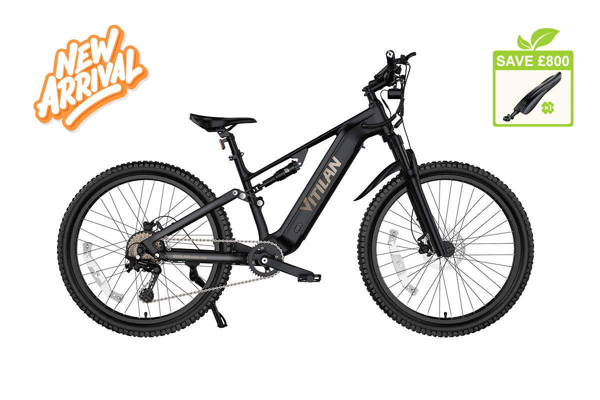 Vitilan M5 full suspension electric mountain bike in black - main product image
