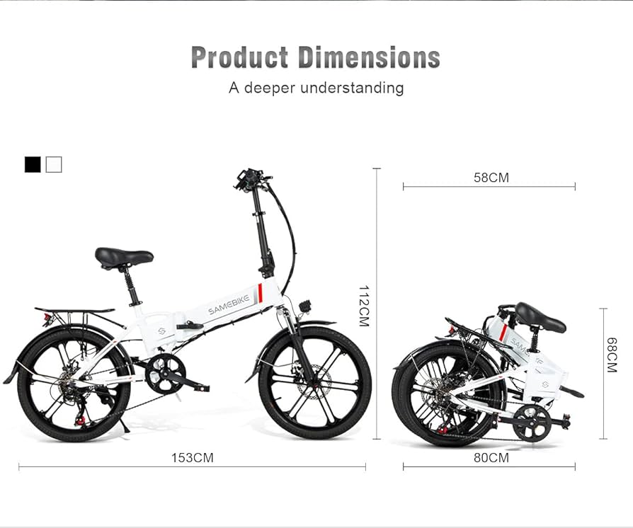 Bicicleta Eléctrica Samebike 20Lvxd30-Ii size and dimensions