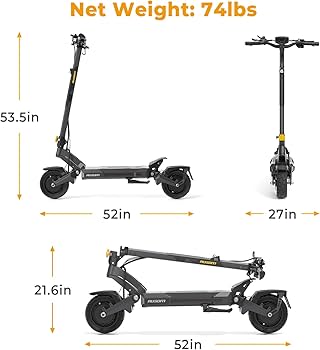 Trottinette électrique Ausom DT2 Pro à double moteur 2200 W 52 V 23,4 Ah dimensions