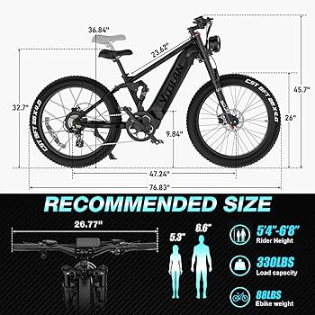 Vitilan T7 Pro Electric Bike size and dimensions