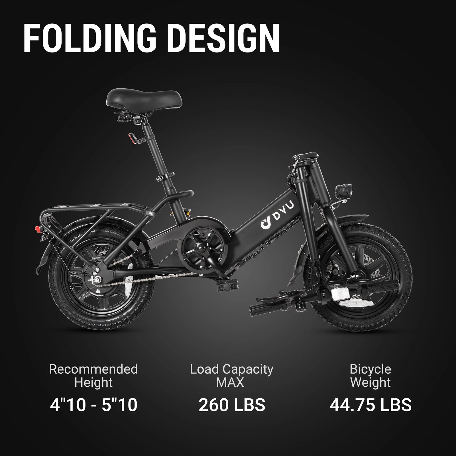 DYU C3 Mini Electric Bike dimensions