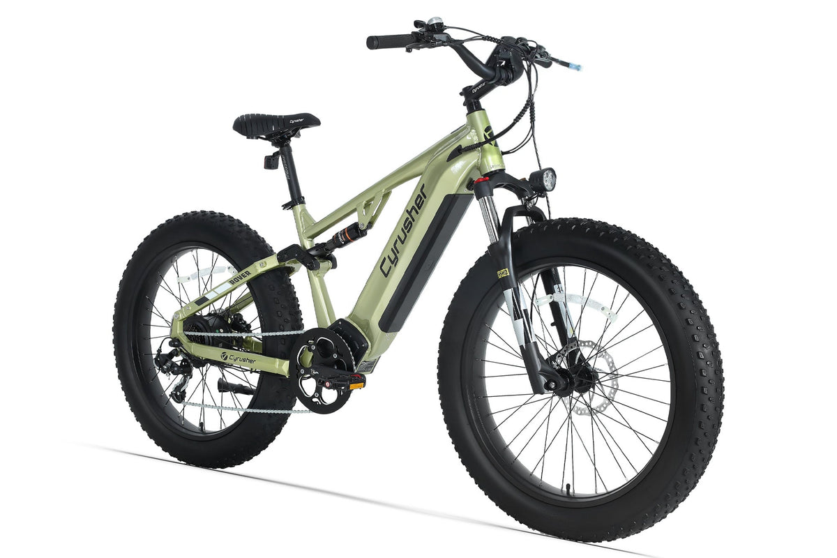 Cyrusher Rover green full-suspension electric bike