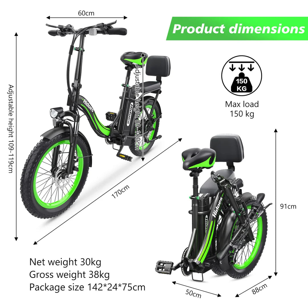 Hidoes C1 20" Folding Electric Bike dimensions