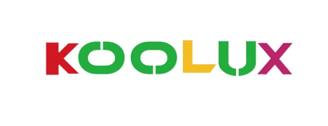 The word KOOLUX in all capital letters, with each letter in a different color: K in red, Os and U in green, L in yellow, and X in magenta, on a white background.