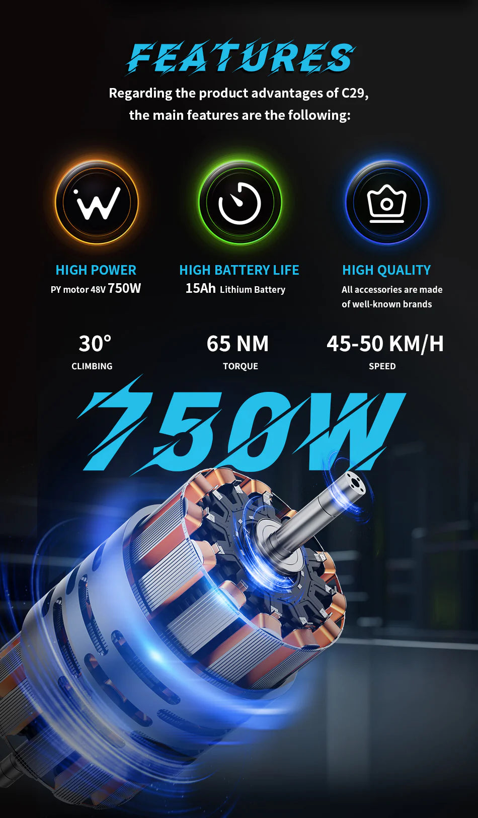 DUOTTS C29 Electric Mountain Bike 48V 15AH 29” Inch Duotts