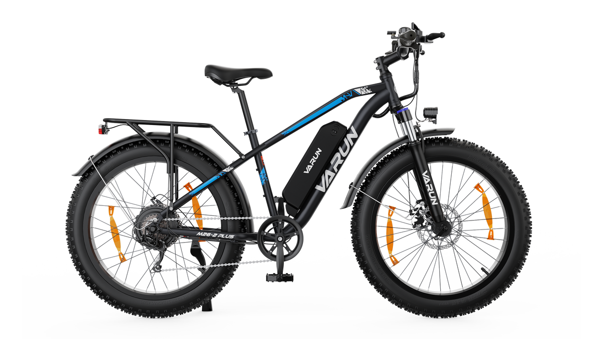 VARUN M26-2 PLUS electric bike in black and blue
