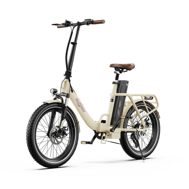 Onesport OT16-2 Folding Electric Bike – Beige & white product photograph