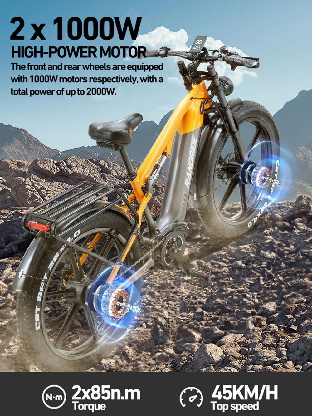 Randride YX80-2 Electric Mountain Bike 48V 20Ah Dual Motor Randride