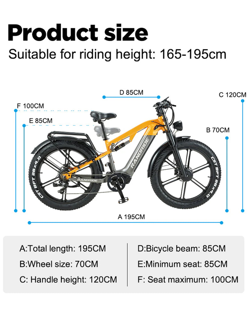 Randride YX80-2 Electric Mountain Bike 48V 20Ah Dual Motor Randride