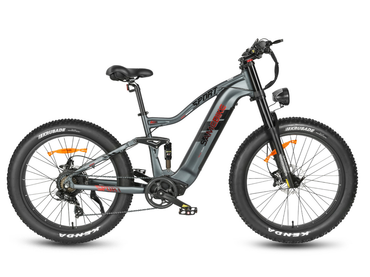 SAMEBIKE RS-A08-II Full-Suspension Fat Tyre Electric Mountain Bike – Grey colour, manufacturer product photograph