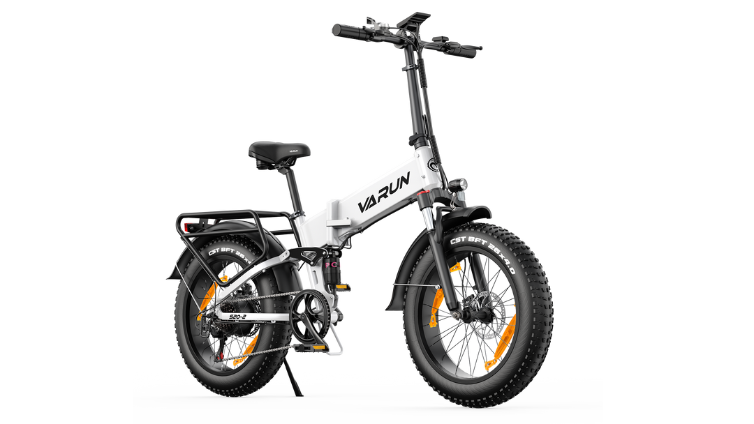 VARUN S20-2 white full-suspension folding e-bike – detailed view