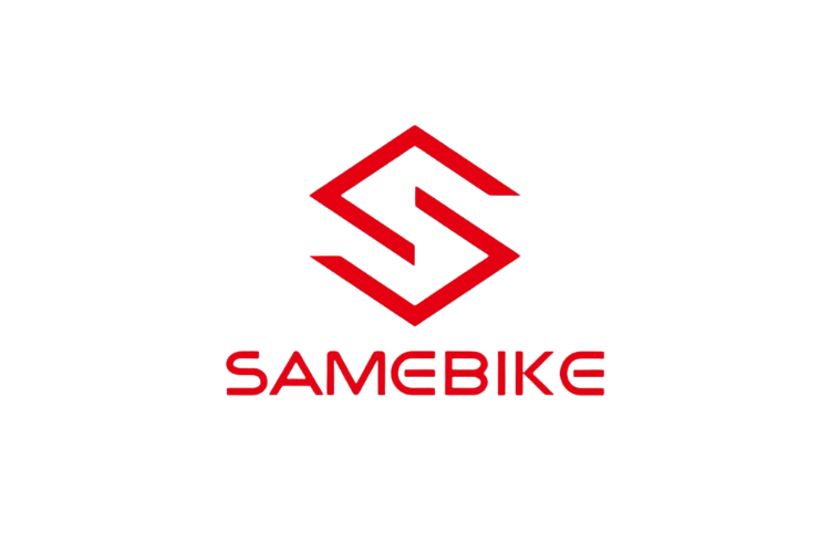 Red SAMEBIKE logo with stylized overlapping S letters on a transparent white background