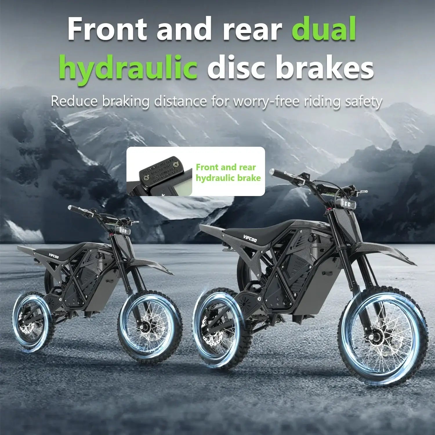 VIPCOO H3 Electric Dirt Bike - Full Suspension - 63KM/H Vipcoo