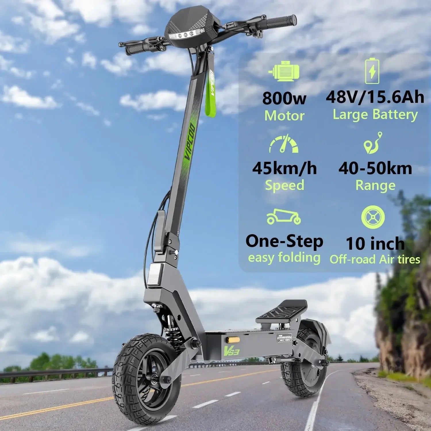 Vipcoo VS3 Pro Electric Scooter Dual Motor 2400W 52V 20.8AH Vipcoo