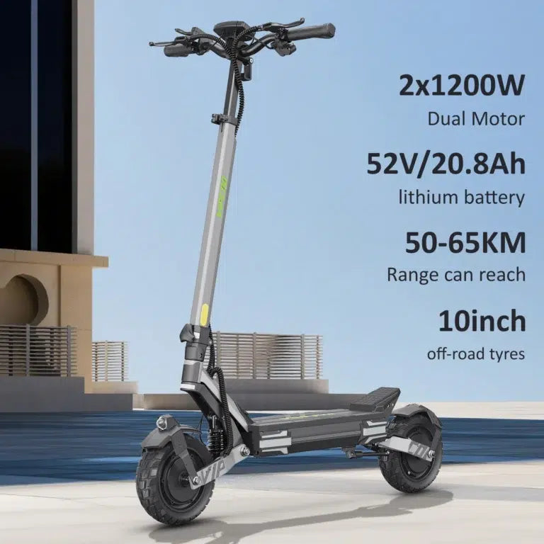 Vipcoo VS3 Pro Electric Scooter Dual Motor 2400W 52V 20.8AH Vipcoo