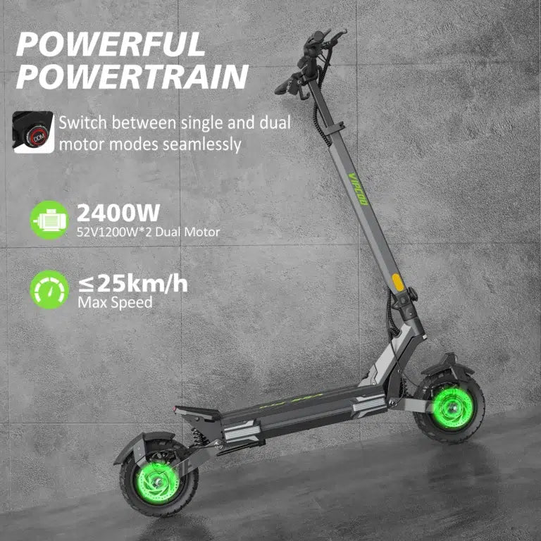 Vipcoo VS3 Pro Electric Scooter Dual Motor 2400W 52V 20.8AH Vipcoo