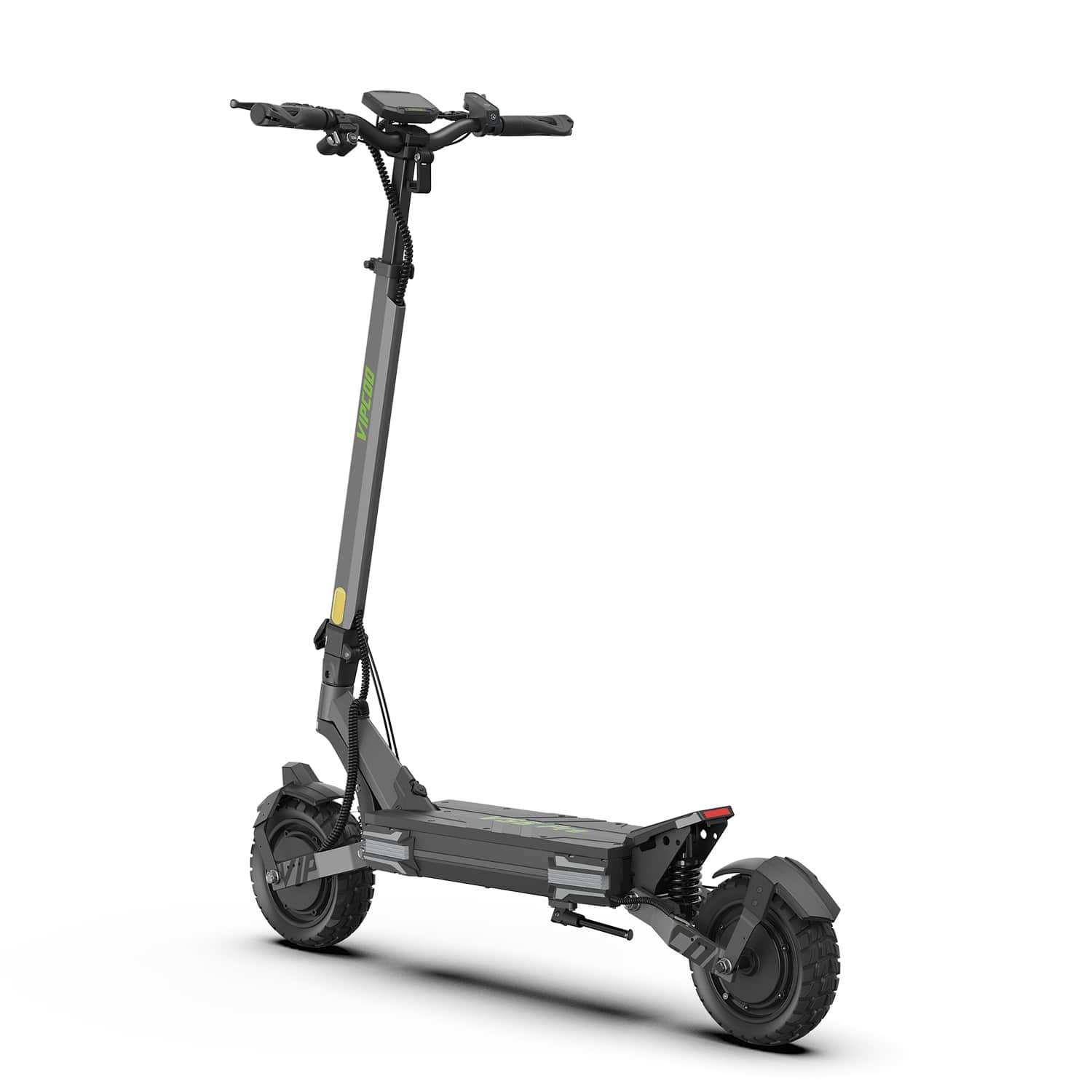 The Vipcoo VIPCOO VS6 1000W Electric Scooter features a modern black design, large rugged tires, a sturdy deck, and handlebars, shown on a white background.