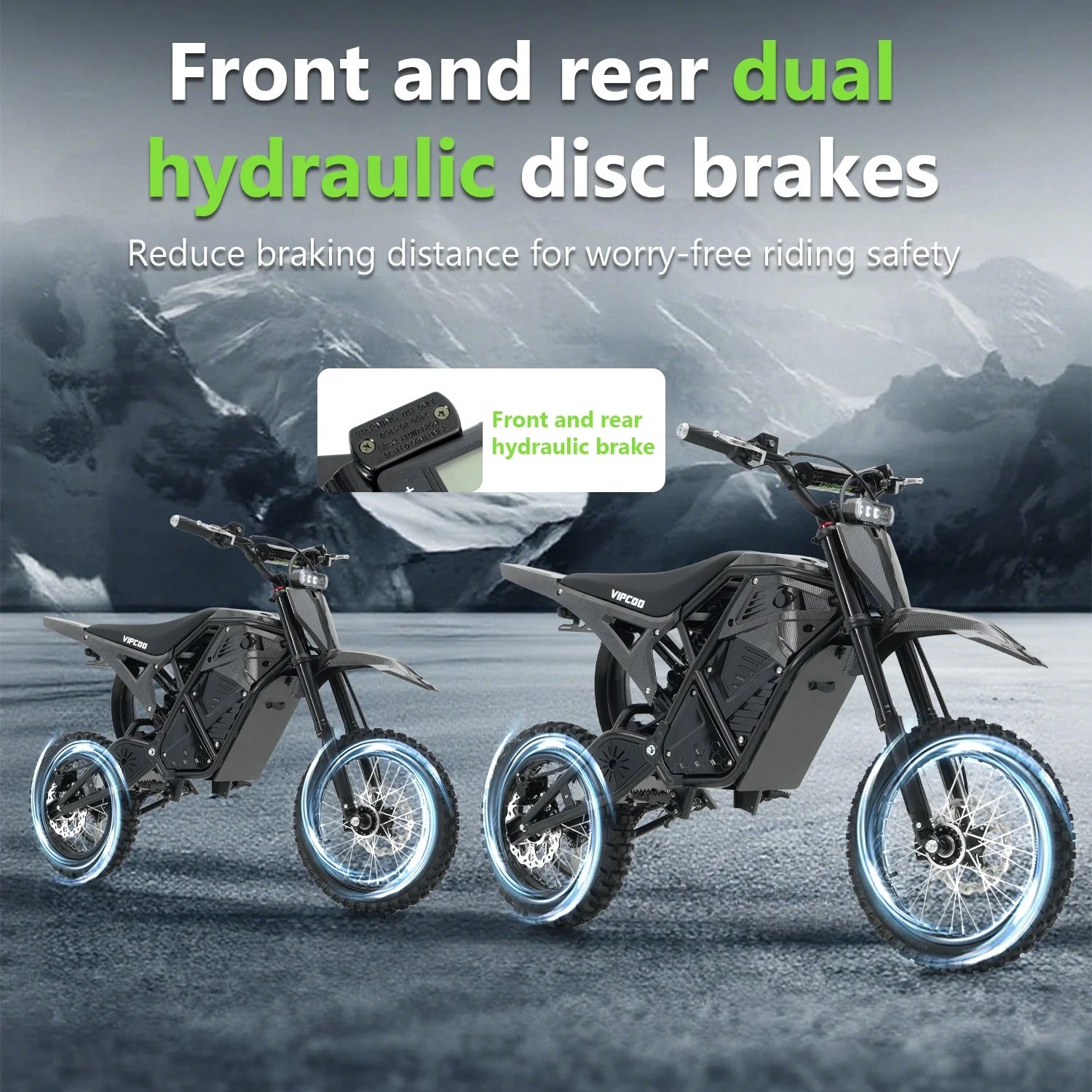 VIPCOO H3 Electric Dirt Bike - Full Suspension - 63KM/H Vipcoo