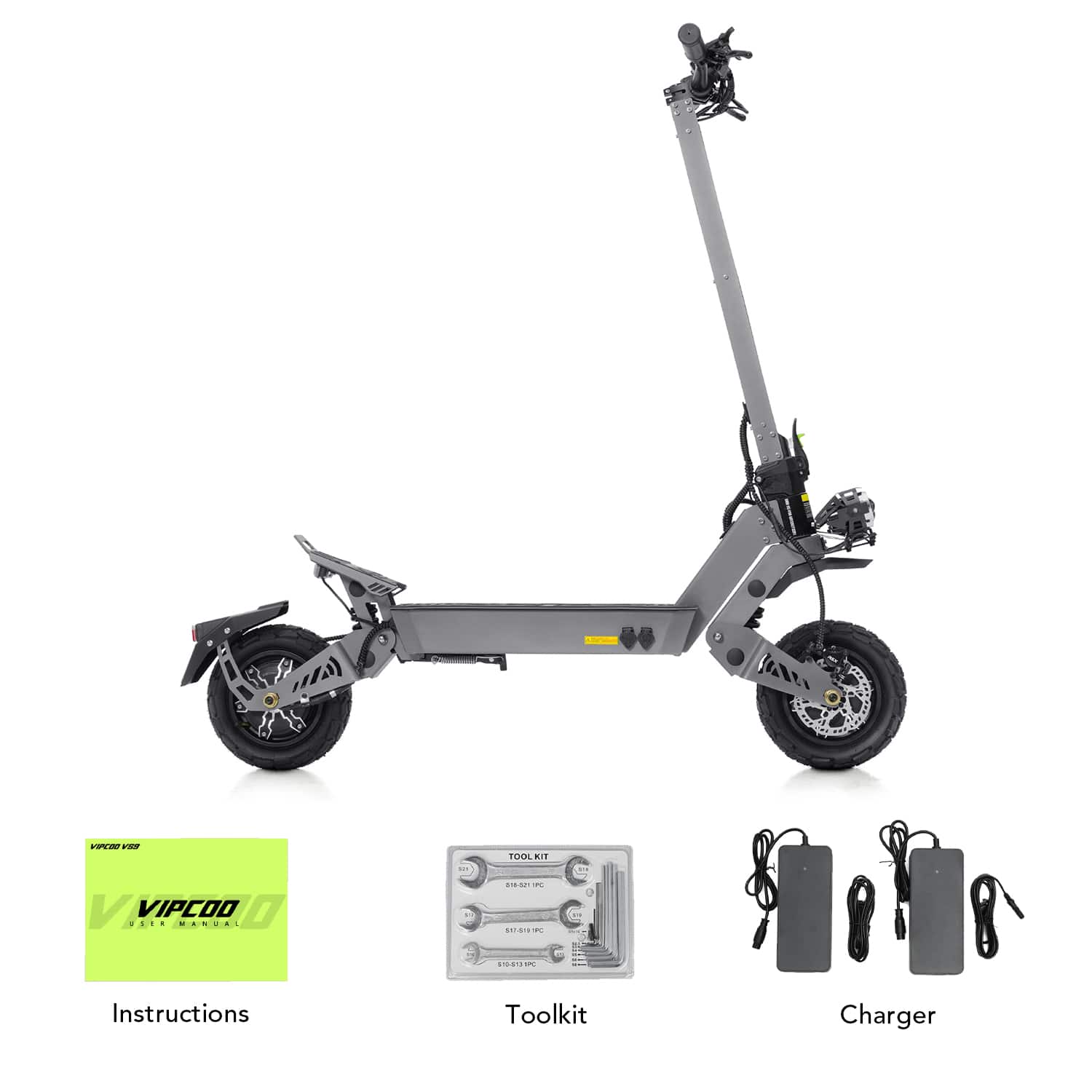 VIPCOO VS9 Dual Motor 3600W 60V 26Ah Electric Scooter Vipcoo