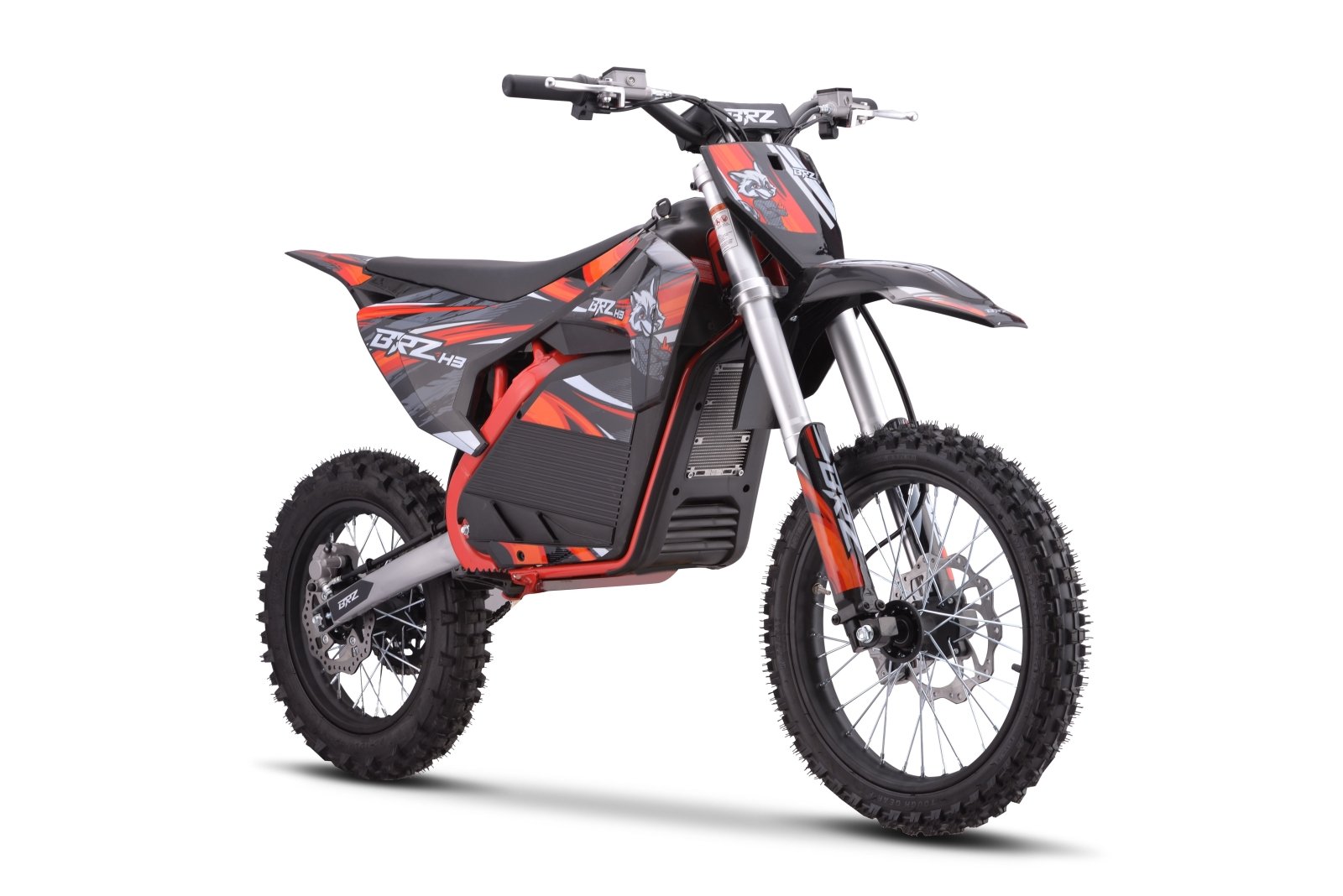 BRZ Neon Thunder Pro 72V 5000W Electric Dirt Bike 17/14 - red front angle