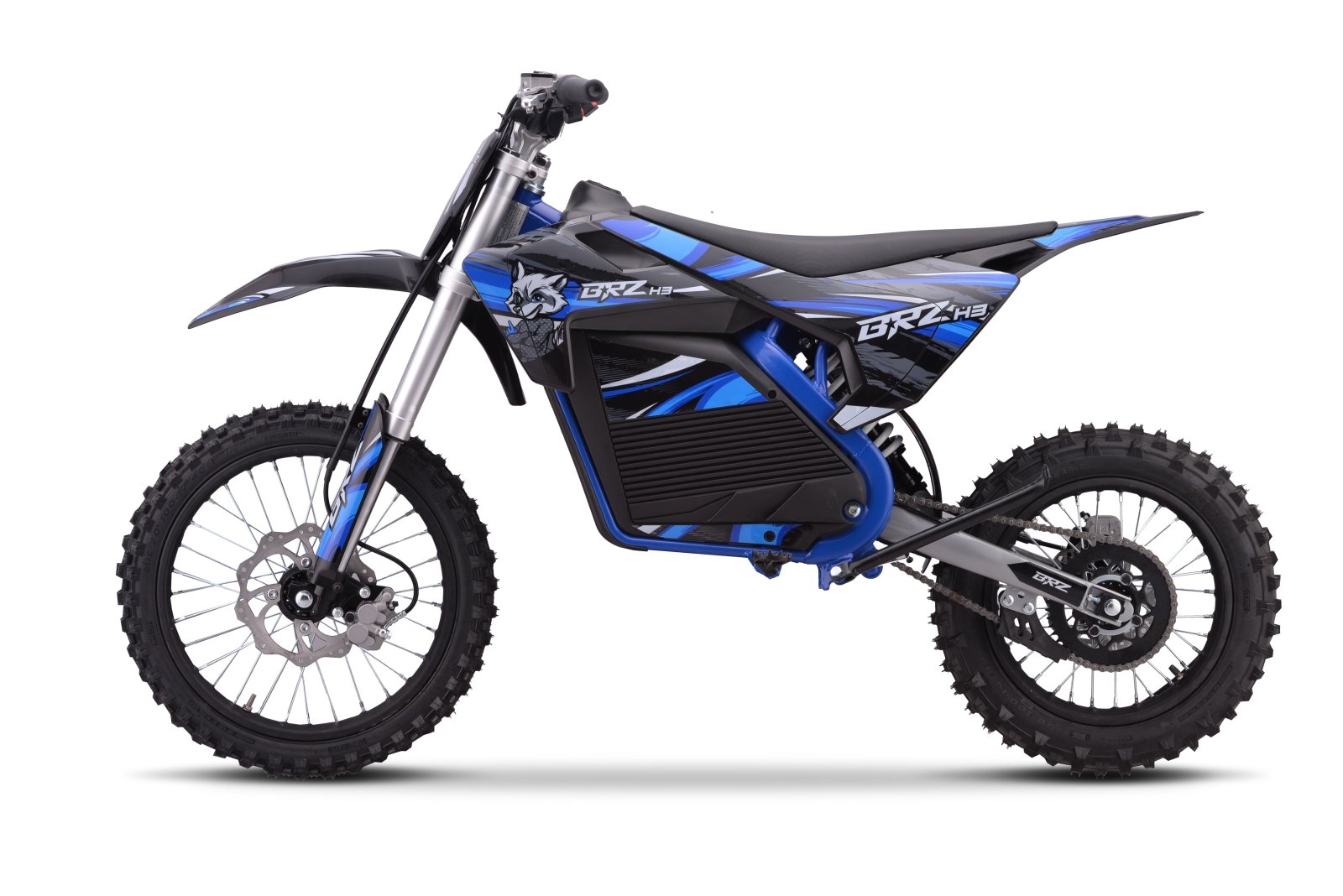 BRZ Neon Thunder Pro 72V 5000W Electric Dirt Bike 17/14 - blue side profile