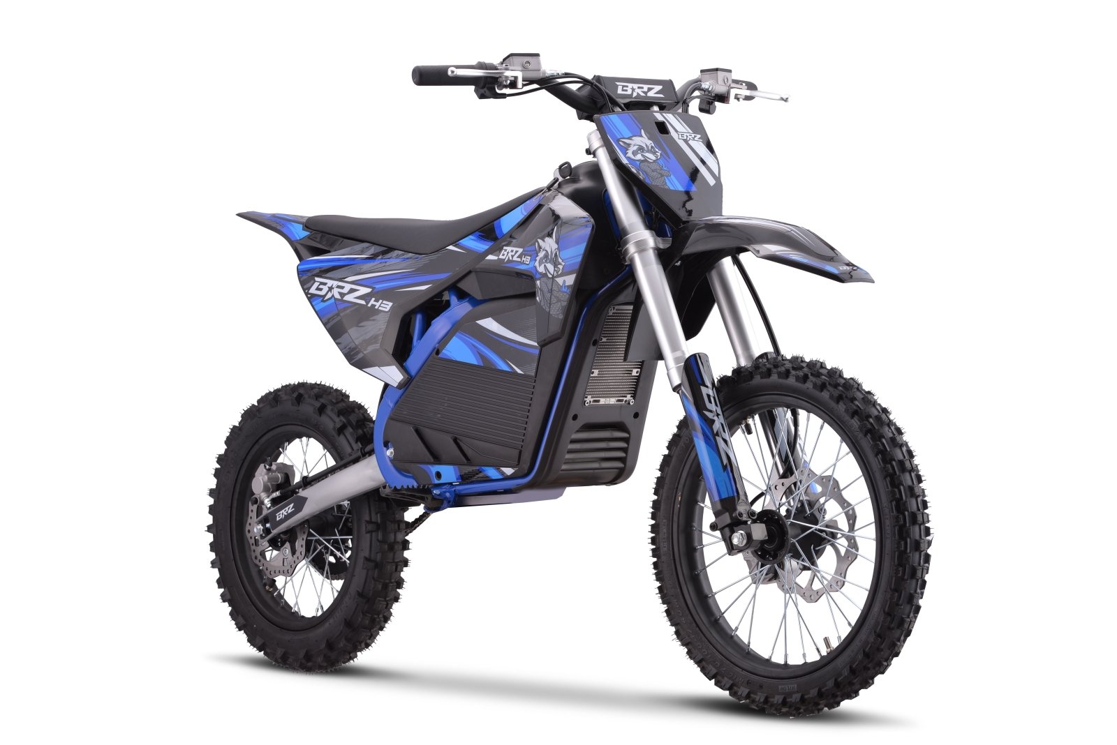BRZ Neon Thunder Pro 72V 5000W Electric Dirt Bike 17/14 - blue front angle