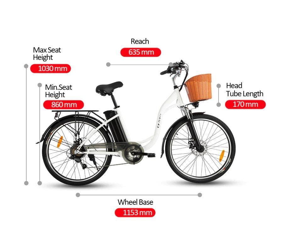 DYU C6 Pro Elektrofahrrad size and dimensions