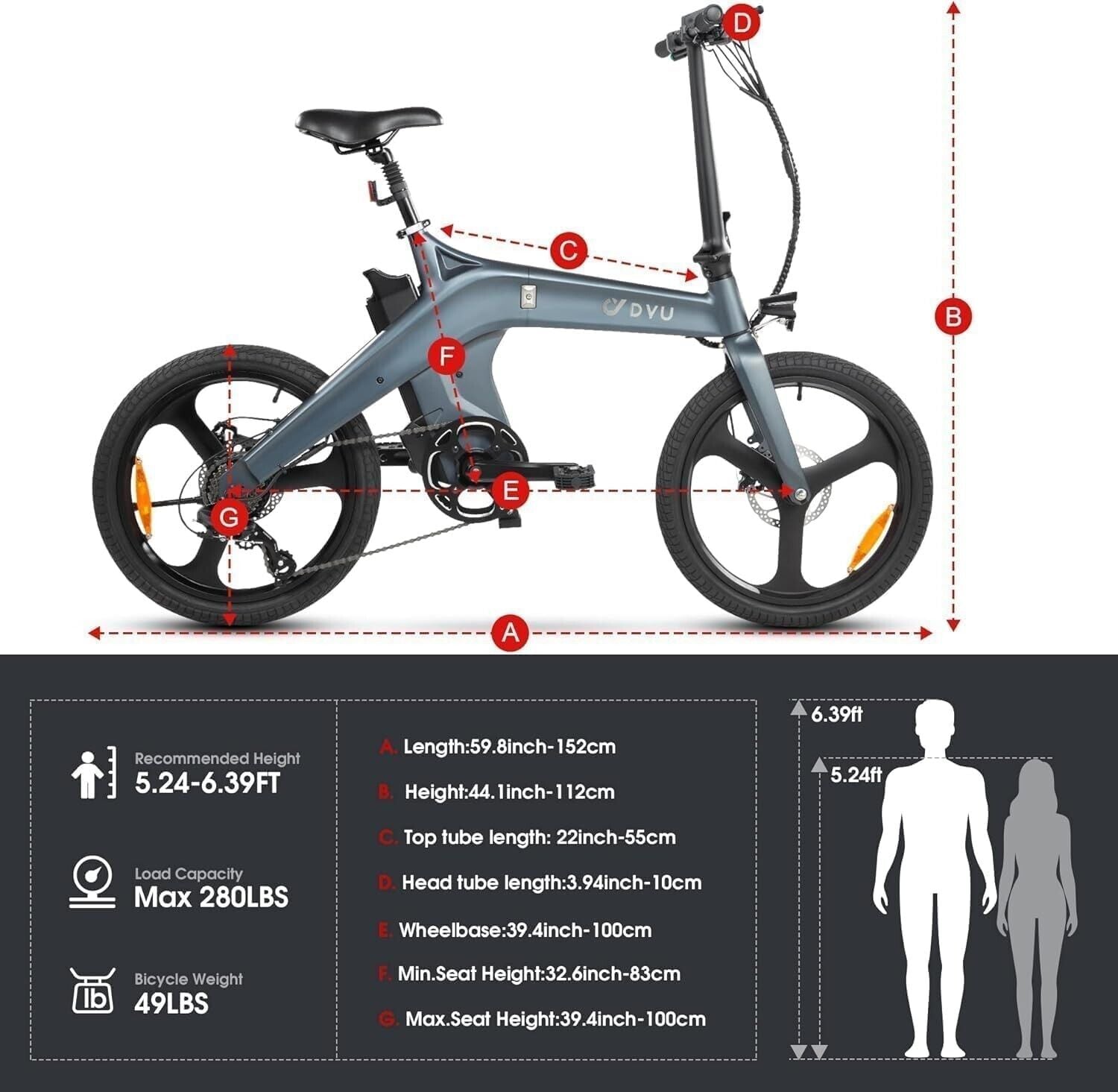 DYU T1 20'' Foldable Electric Bike 250W 36V 10Ah