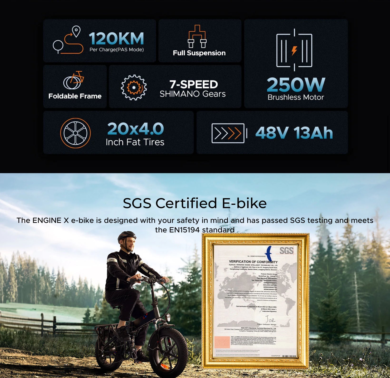 Engwe Engine X Folding Electric Bike 250W 48V 13Ah