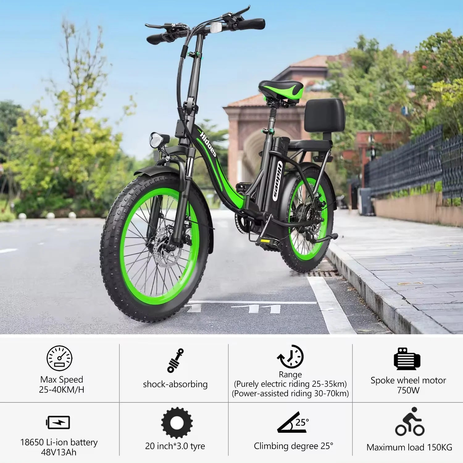 Hidoes C1 20" Folding Electric Bike 750W 48V 13Ah