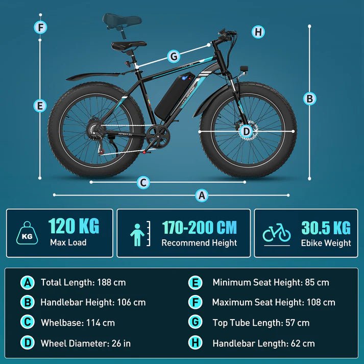 HITWAY BK15 4.0 Fat Tyre Electric Bike 500W 48V 15.6Ah