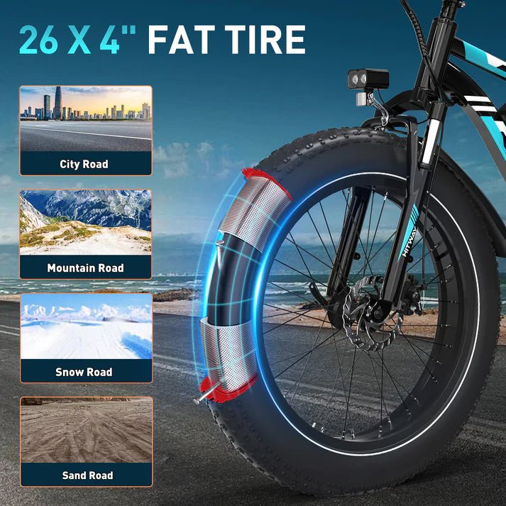 HITWAY BK15 4.0 Fat Tyre Electric Bike 500W 48V 15.6Ah
