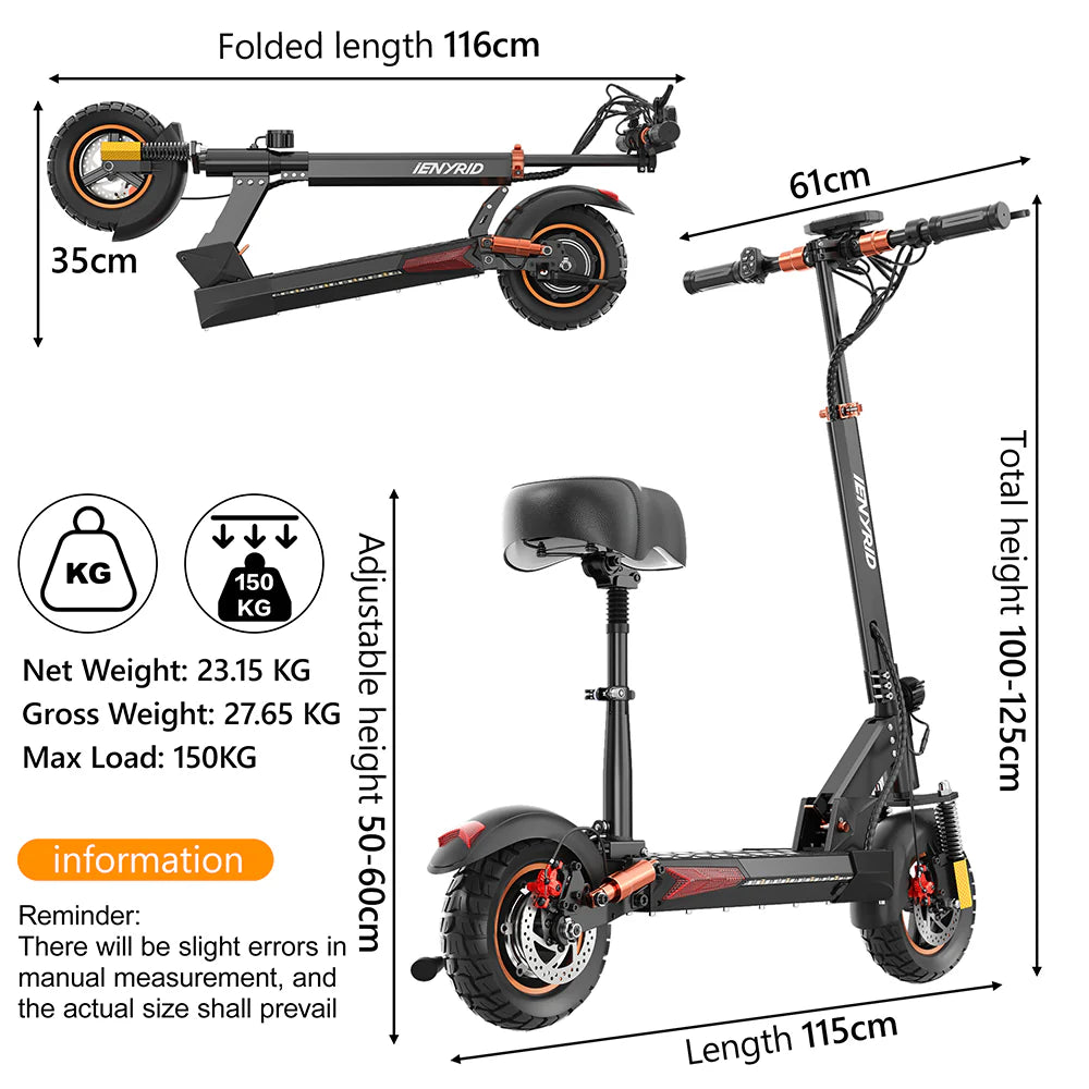 Trottinette électrique iENYRID M4 Pro S+ Max 2025 800W 48V 20AH dimensions