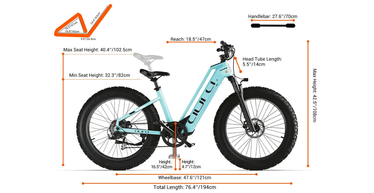 Cyrusher Aura Electric Bike size and dimensions
